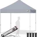 Eurmax USA Standard 10x10ft Patio Pop Up Canopy Tent for Outdoor Events Commercial Instant Canopies with Heavy Duty Roller Bag, Bonus 4 Canopy Sand Bags (Grey)