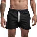 JIHUILAI Mens Swim Trunks Quick Dry Swim Shorts with Mesh Lining Beach Shorts Bathing Suits (Black, XL)