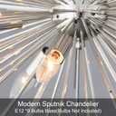 20" Modern Nickel Sputnik Chandelier 9-Lights Mid-Century Modern Starburst Chandelier Vintage Chrome Solid Metal Sputnik Chandeliers for Dining Room, Living Room, Bedroom, Kitchen, E12
