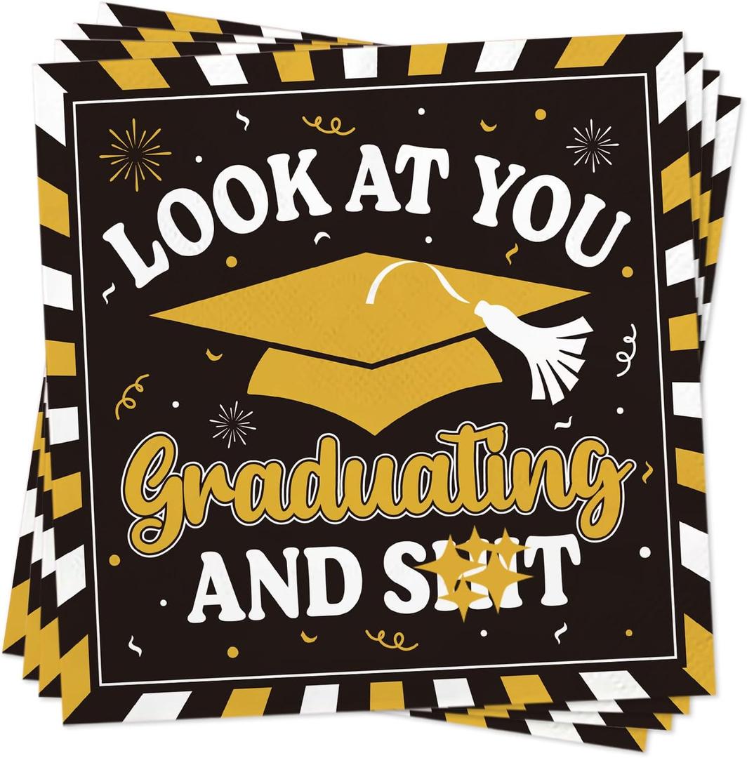 3 x 2026 Graduation Party Decorations, 50 Pack Cocktail Napkins for Congratulation Party Decor Supplies, Disposable Paper Napkins for College High School PhD Nurse Law School Graduations