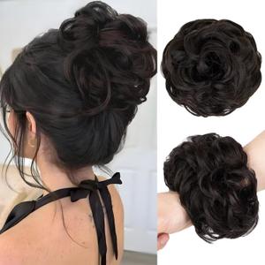 1PCS Messy Bun Hair Piece Wavy Curly Thick Updo Hairpiece Synthetic Chignon Hair Bun Scrunchies Extension for Women