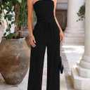 PRETTYGARDEN Womens Summer Outfits 2 Piece Sets Casual Ribbed Knit Crop Tube Top Wide Leg Pants Spring Matching Lounge Set (Black, XL)