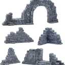 Warmtree Ruined Stone Walls Set,Terrain Scenery for Tabletop 28mm Miniatures Wargame,Fairy House Diorama Accessories DIY Craft