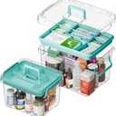 Covetree 2-Pack Clear Plastic Medicine Storage Organizer & First Aid Box Multi-Layer Medicine Storage Box, Durable Medicine Organizer, Clear Medicine Storage Box for Home, Office & Travel