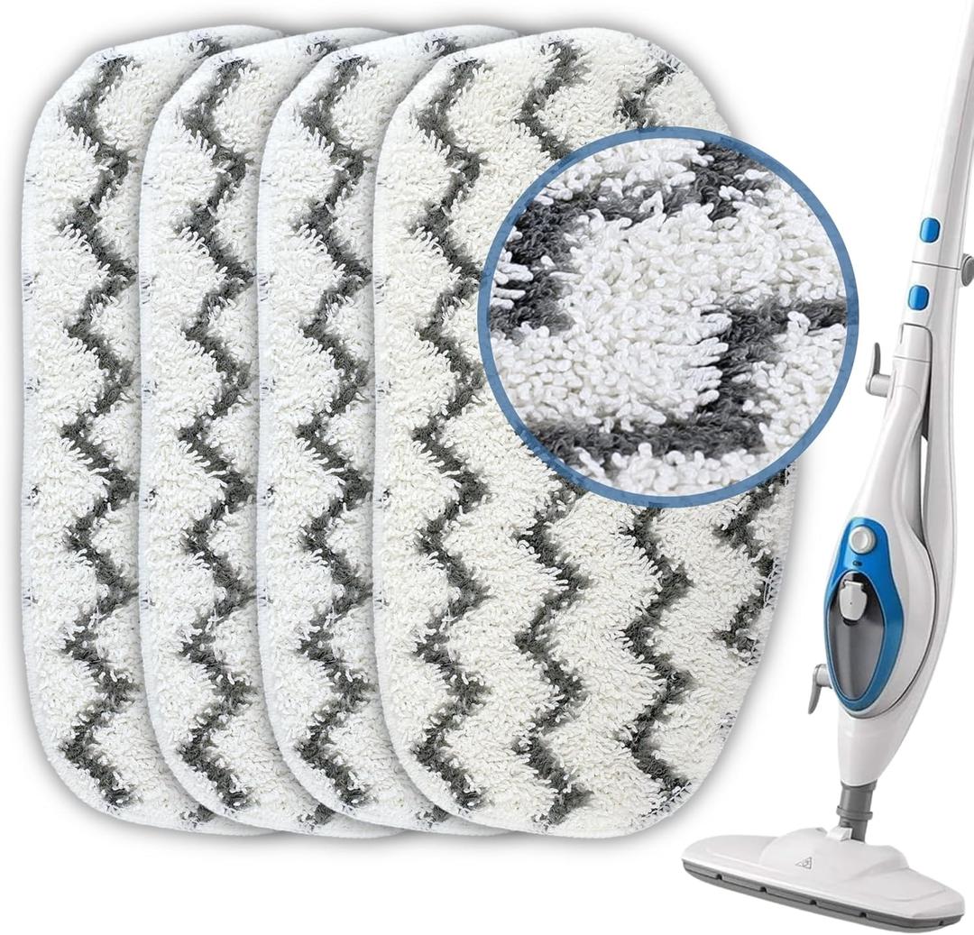 Heavy-Duty Steam Mop Replacement Pad for PurSteam ThermaPro 10-in-1, Microfiber Washable Reusable Pads by F Flammi (4 Pack)