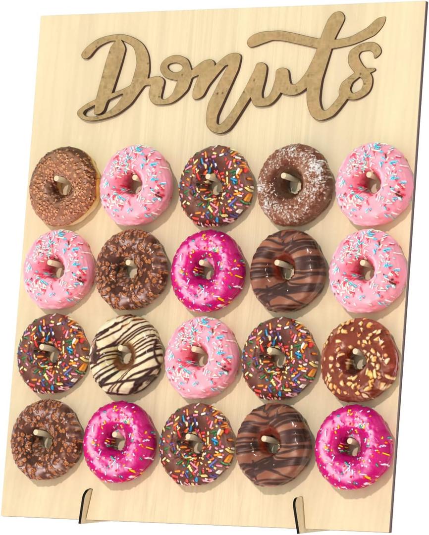 Donut Wall Display Stand, Reusable Food Buffet Board Holder for Grow Up Party, Wedding, Baby Shower Decorations, Fits 20 Doughnuts