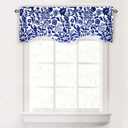 DriftAway Julia Lined Valance Double Layer Thermal Insulated Room Darkening Blackout Valances 3 Inch Rod Pocket Scalloped Edge Window Valance for Bathroom Living Room 52 Inch by 16 Inch Navy