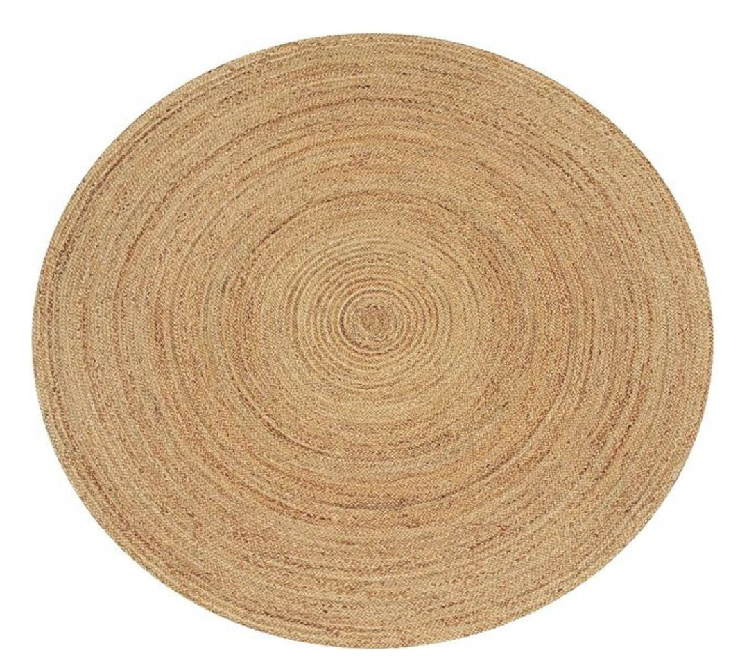 Hand Woven Jute Braided Rug, Round– Natural, Reversible Boho Entry Area Rugs for Kitchen, Living Room, Dining Room, Office I Farmhouse Indoor Decorative Floor Round Rug, 73.5" round