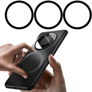 3 Pack Universal Metal Ring Sticker for Magnetic Charger Compatible with iPhone/Samsung/Android All Cellphones, Magnetic Mount/Phone Holder Conversion Accessories, Black