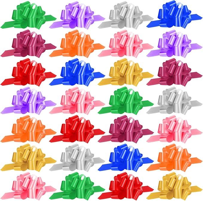 Chunyin 72 Pcs 5 Inch Wrap Pull Bows Gift Bows with Ribbon for Valentine's Day Easter Gift Wrapping Decor Birthday Anniversary Supplies(Multi Color)