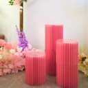 Stacking-Block Design Cake Stands for Party, Customizable Height, Sturdy Cardboard Column with Clearance Acrylic Plate, Reusable Round Cylinder Stands for Party Birthday Wedding Dessert, Pink