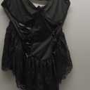 Women's Lingerie Sets 4 Piece Lace Underwire Corset Bodysuit with Garter Belt & Bow Tie (Large, Dark Purple)