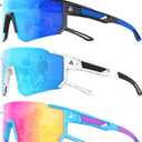 3PACK Kids Sunglasses Youth Baseball Sunglasses for Boys Girls Age 4-14, Softball Cycling UV400 Protection Sports