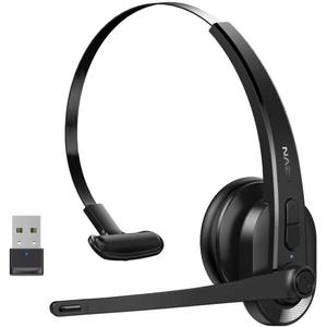 Wireless Headset with Mic for Work, Bluetooth Headset with AI Noise Cancelling Microphone, Wireless Headphones with Mic & Mute Button, USB Dongle for Work from Home/PC/Computer/Call Center/ Teams/Zoom