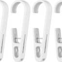 4 Pcs Plastic Hanging Clips White Laundry Hooks Hanging Clips Large Single Clip Hangers Multifunctional Laundry Hooks for Bathroom, Wardrobe, Kitchen, Office, Outdoor