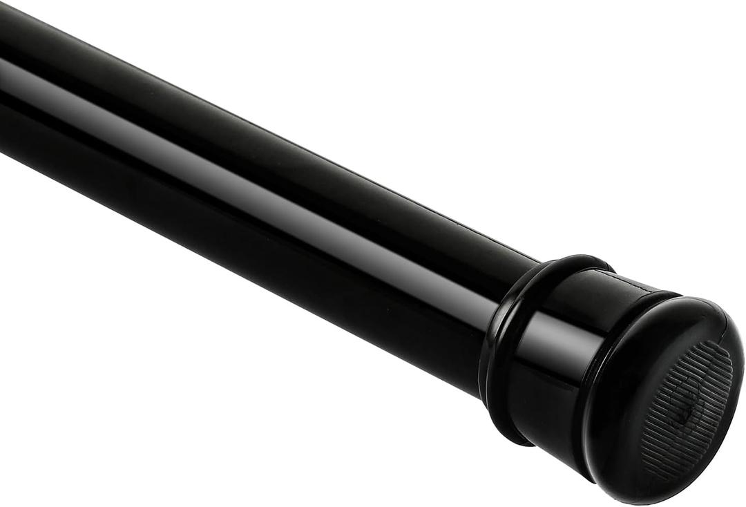 Shower Curtain Rod 56-104 Inch, 1"Diameter Spring Long Adjustable Tension Curtain Rods for Bathroom Windows Closet No Drilling No Rust, Black