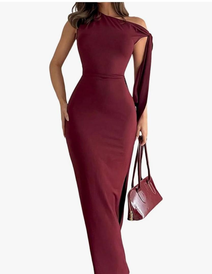 Floerns Women's Elegant Off The Shoulder Maxi Dress Knot Shoulder Split Cocktail Bodycon Party Long Dress XL