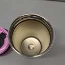 Owala SmoothSip Slider Insulated Stainless Steel Coffee Tumbler, Reusable Iced Coffee Cup, Hot Coffee Travel Mug, BPA Free 12 oz, Pink/Tan (Daybreak)