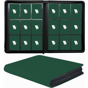 Premium 9-Pocket Zippered Trading Card Binder, 540 Pockets Double-Sided Side-Loading Card Organizer Album, PU Leather Card Holder Protector for MTG, TCG, Sports Cards (Green)