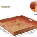 22"x 22" Large Cherry Wood Square Ottoman Serving Tray with Handles