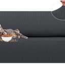 LURKA Stretch Sofa Slipcovers 1 Piece Couch Covers for 3 Cushion Couch Sofa Furniture Protector Full Sofa Covers with Elastic Bottom for Kids and Dog (Dark Grey, Large)