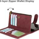 iCoverCase for iPhone X/XS Wallet Case with Card Holder and Wrist Strap, PU Leather Kickstand Card Slots Zipper Pocket Magnetic [Detachable] Flip Cover Case 5.8 Inch (Claret)