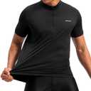 Bikewa Men's Cycling Jersey Moisture Wicking Short Sleeve UPF Half Zip Bike Road Riding Biking Shirts for Men Zipper Pockets, Size: L