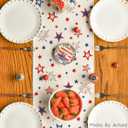 Artoid Mode Patriotic Freedom Stars Table Runner, 4th of July Memorial Day Holiday Kitchen Dining Table Decor for Indoor Outdoor Home Party Decoration 13 x 120 Inch