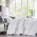 Luxurious All-Season Goose Down Feather Fiber Comforter Super King Size Duvet Insert (120x120), Exquisite Pinch Pleat Design- White, Premium Baffle Box, 100% Egyptian Cotton Cover, 85 oz. Fill Weight