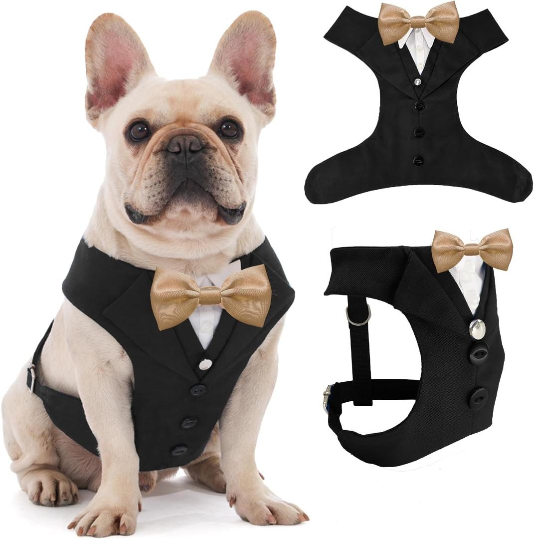 AVERYDAY Dog Tuxedo for Wedding Outfit, Dog Suit and Tie Costumes for Birthday, Halloween, Cosplay, Christmas Party, Pet Formal Wear with Bowtie, Tux for Medium Large Dogs, Bulldog, Labrador, Husky (M (Chest 18.9-25.6 in))