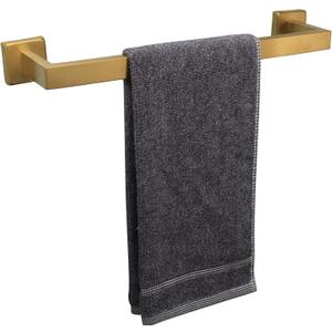 TocTen Bath Towel Rack - Square Base Thicken SUS304 Stainless Steel Towel Bar for Bathroom, Bathroom Accessories Towel Rod Heavy Duty Wall Mounted Towel Holder. (Brushed Gold, 16)