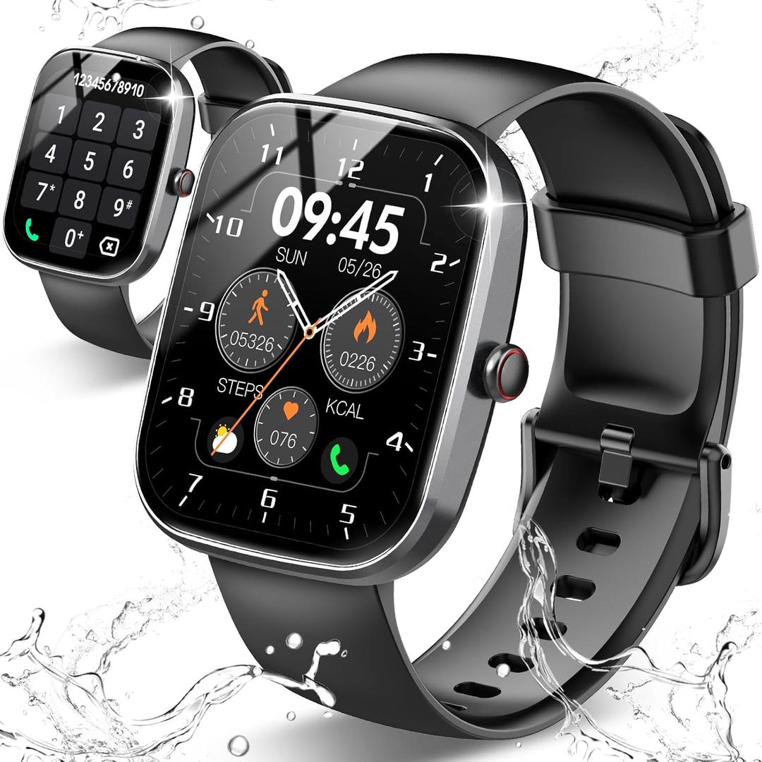 Smart Watch, 1.91" HD Screen Smartwatch for Men Women, Fitness Watch with Heart Rate/Sleep Monitor/Steps Monitor, 110+ Sports Modes, IP68 Waterproof Activity Trackers for Android iOS (Black)