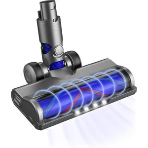 Vacuum Attachments for Dyson V6 Cleaners, Brush Motorhead Head with LED Lights for Hardwood Floor and Carpet, V Shape Bristle Roller Replacement Parts for DC59 DC61 DC62 DC74