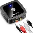 SONRU Bluetooth 6.0 Receiver, Bluetooth Adapter for Old Receiver, Low Latency, 24-Hour Battery Life with AUX 3.5mm/RCA, HiFi Wireless Audio Adapter for Speakers/Home Music Streaming Stereo System (Black)