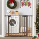 Cumbor 29.7-40.6" Baby Gate for Stairs, Mom's Choice Awards Winner-Dog Gate for Doorways, Pressure Mounted Auto-Close Pet Gates for Dogs Indoor, Safety Child Gate with Easy Walk Thru Door, Brown