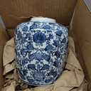 Decorative Blue and White Ceramic Ginger Jar with Lid (8.25" High)