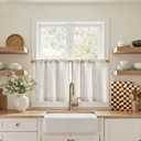 jinchan Striped Linen Kitchen Curtains 20 Inches Tier Curtains Farmhouse Modern Cafe Style Small Window Treatments Airy Light Filtering Rod Pocket for Living Room Bathroom 2 Panels Taupe Grey 26"W x 20"L