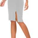 Urban CoCo Women's Knee Length Stretch Pencil Skirt High Waisted Bodycon Midi Straight Skirt (Medium, Light Grey)