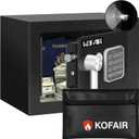 KOFAIR Safe Box for Home Safe (0.23 Cubic Feet) with Fireproof Bag, Personal Money Safe for Cash Saving, Mini Safe Box with Key, Digital Safety Box with Light, Money Lock Box (Black)