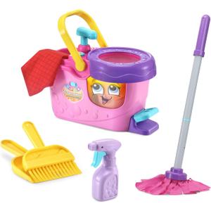 LeapFrog Clean Sweep Learning Caddy, Kids Mop and Broom Cleaning Toy Set for Ages 3-5, Pink