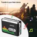 USB Cassette to MP3 Converter, Portable Walkman Cassette Audio Music Player Tape-to-MP3 Converter with Earphones, Volume Control, Auto Reverse, No PC Required