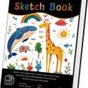 MLIJIA 9"x12" Sketchbook, HardCover with Zoo-Themed Hardbound Design, 100 Sheets(73lb/120gsm) with Tear-Out Pages, Art Supplies for Drawing, Art Class Students, Spiral Bound School Drawing Pad (Satind Black)