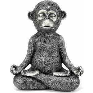 Meditating Monkey Resin Statue - Yoga Pose Monkey Sculpture for Zen Home Decor, Meditation Room & Office