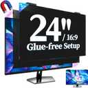2 Pack 24 Inch Magnetic Privacy Screen for Computer Monitor 16:9, Anti Blue Light Anti-Glare Screen Protector, Tool-free Removable Hanging Privacy Screen for Monitor, Anti-peep Eye Protection Privacy Filter for Frameless Screens