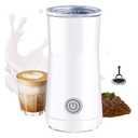 Huogary Milk Forther Simple Milk Frother and Steamer 2-in-1 Milk Steamer with Hot Milk Foam and Hot Milk for Latte, Macchiato, Cappuccinos, White （Medium）