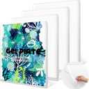 Threlaco 4 Packs Large Gel Printing Plates, 9'' x 12'' Reusable Gel Printing Plate, Printmaking Supplies Art for Card Making, Scrapbooking, Printmaking, Paper Crafts, Monoprinting at Home