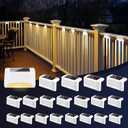PATIOWIN Solar Fence Lights Outdoor - Waterproof LED Lights for Deck, Stairs, Fence, Patio, Yard, Porch and Balcony (20 Pack, Warm White)