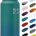 Fanhaw 20 Oz Insulated Stainless Steel Water Bottle with Chug Lid - Leak & Sweat Proof with Anti-Dust Lid (Green Blue)