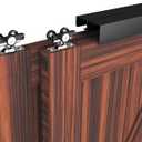 Heavy Duty Double Bypass Sliding Closet Door Track Kit Hardware, 48'/4FT Aluminium Alloy Pocket Door Track Rail Set, Black