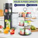 Flavor Pods Holder for Ninja Thirsti Flavored Water Drops, Rotatable Holds 15 Pods Storage Rack for Ninja Thirsties Drink System, Acrylic Pods Organizer for Ninja Thirsty, Black